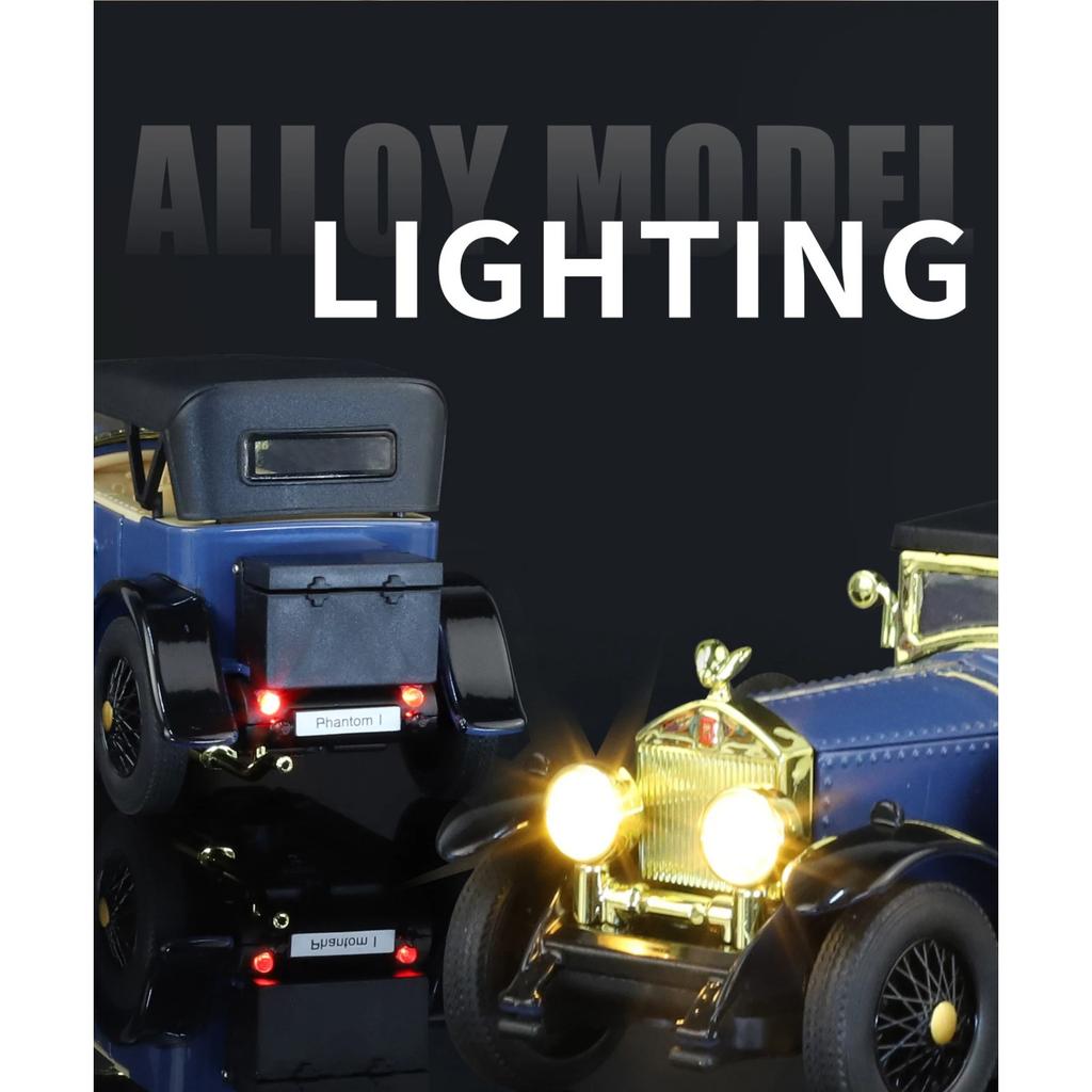 1/32 Rolls-Royce Phantom I Alloy Classic Old Car Model Metal Retro Luxy Vehicles Car Model Sound Light Simulation Kids Toys Gift