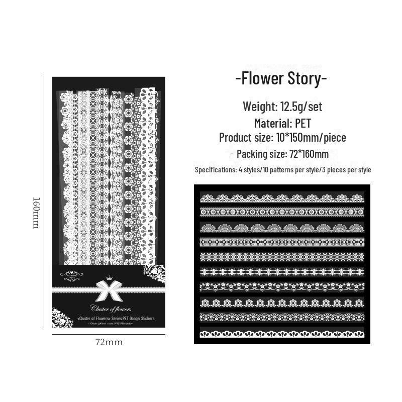 

Набор наклеек Yuezhen Creative Floral Lace – Премиальные наклейки для справочника домашних животных