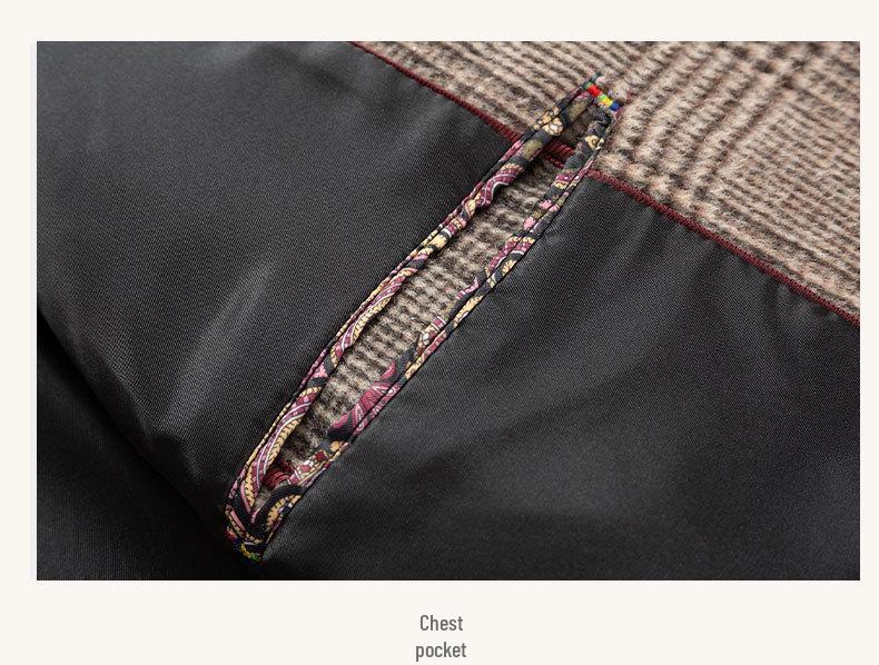 Autumn Winter Men's Plaid Wool Blend Slim Fit Suit Jacket - Business Casual Coats