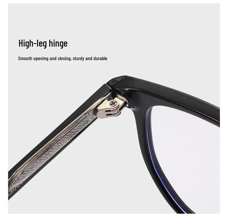 Trendy Unisex TR Large Frame Glasses with Anti-Blue Light Lenses - Personalized Japanese & Korean Style, Insertable Rod Design, Model 3003