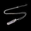 European & American Style Natural White Crystal Column Pendant Necklace for Women - Long Crystal Bar Design (N776)