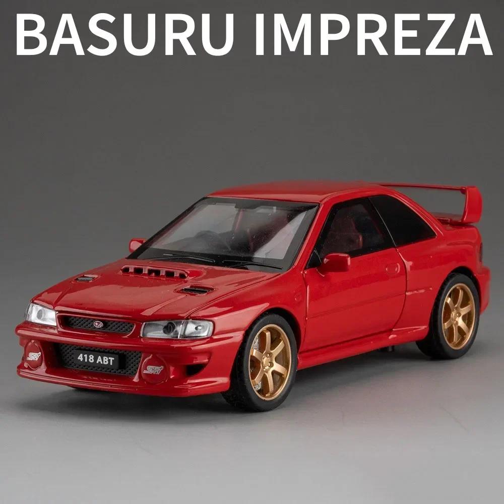 

1:Моделі Subaru Impreza Масштаб 32 Іграшкові Машинки Колеса зі Сплаву Машинка з Механізмом Відведення Гумові Шини Транспортні Засоби зі Світлом та Музикою Подарунки на Різдво для Хлопчиків червоний