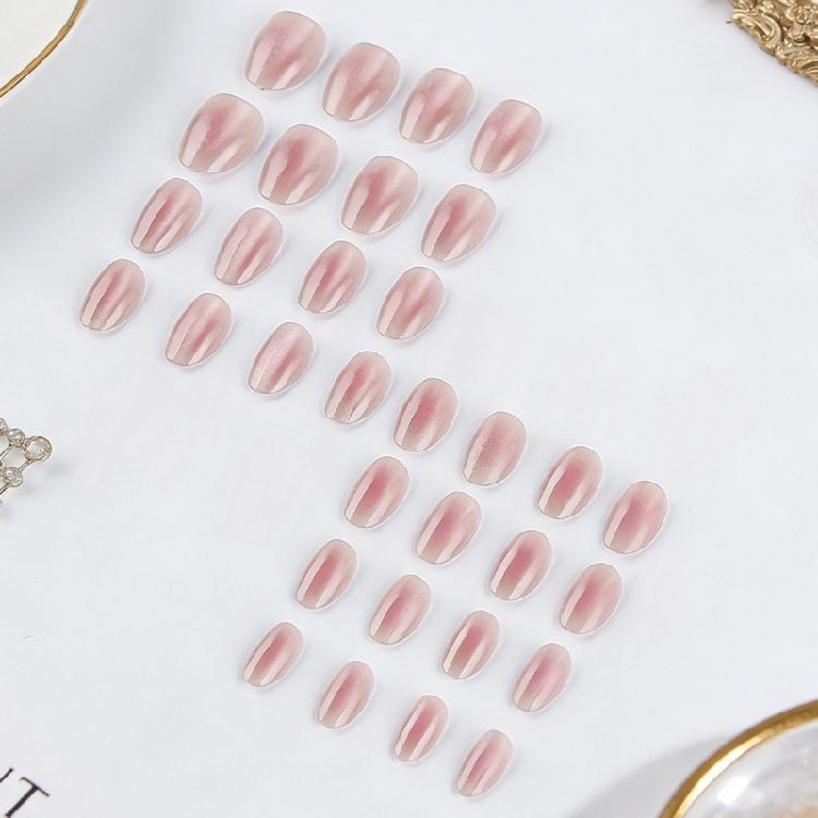 32PCS Fashion French Tip Press On Nail Glittering Surfaces French Tips Fingernails Comfort Short Oval Type