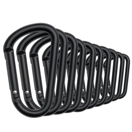 

Kobe Teruaki7.5cm 10 pieces BlackAluminum Carabiner Load Capacity 30kg Lightweight 17g Hanging Small Items/Bag/Lantern (Not Climbing) Sports Outdoors