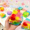 Cube Slow Rising Squeeze Toy, Maltose Texture Stress Relief Fidget, Soft Chewy Sensory Desk Decor with Gradient Tie-Dye, Portable Anxiety Relief Toy