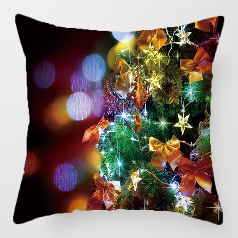 Christmas Golden Cartoon Throw Pillow Cover With Short Plush Print For Living Room Sofa Decoration Cushion Cover Pillow Covers