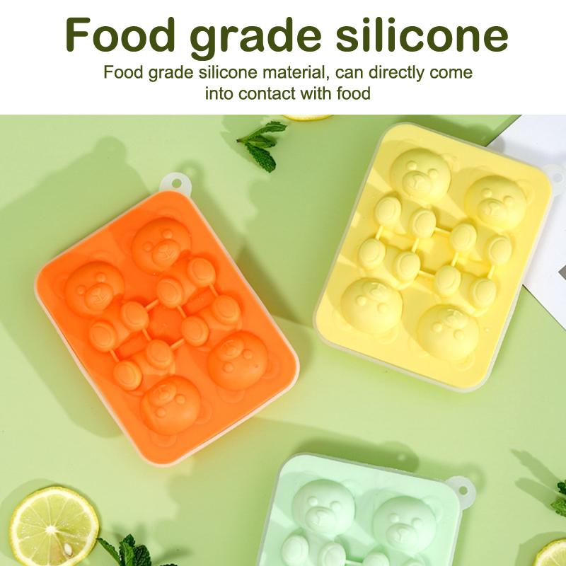 1 Stück Niedlicher Bär Vier Gitter Bär Eiswürfelform Silikon 3D Cartoon Bär Kerzenform Für Zuhause DIY Lebensmittelqualität Eis Whiskey Cocktails