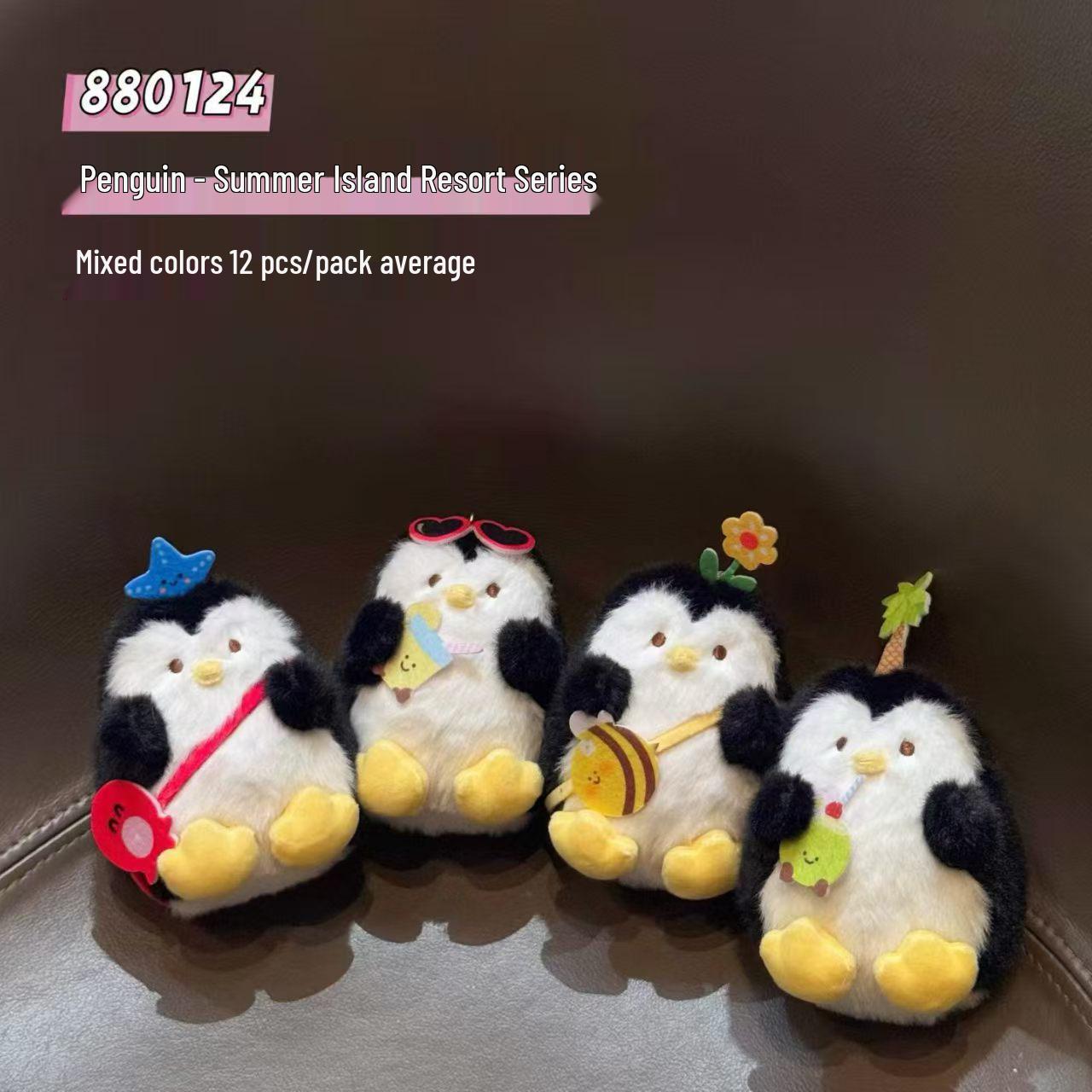 Japanese Island Penguin Plush Keychain - Summer Resort Series Backpack Ornament 12 cm