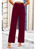 Women's High Waist Elastic Casual Pants with Button and Pockets