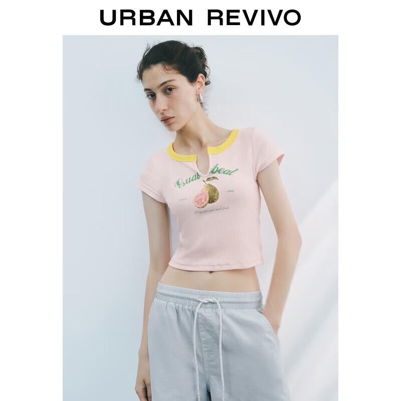 

UR Women s Color Block Print Patchwork Crew Neck T-Shirt S