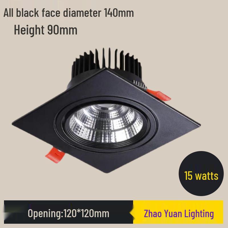 Spot LED encastré carré COB orientable pour plafond