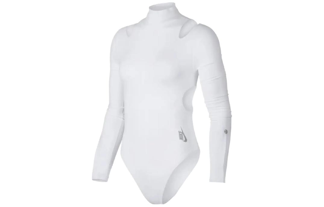 Nike Bodysuits Women s White Stand Collar Straight Fit AH7234-100 M