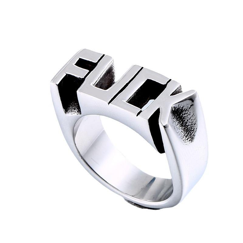 Beier Retro Titanium Steel Men's Letter Ring