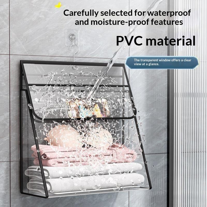 1Pcs Dormitory Wall Mounted Storage Bag Bathroom Waterproof Hanging Bag Wet Room Clothes Storage Pouch Multi-Functional Pvc Bag