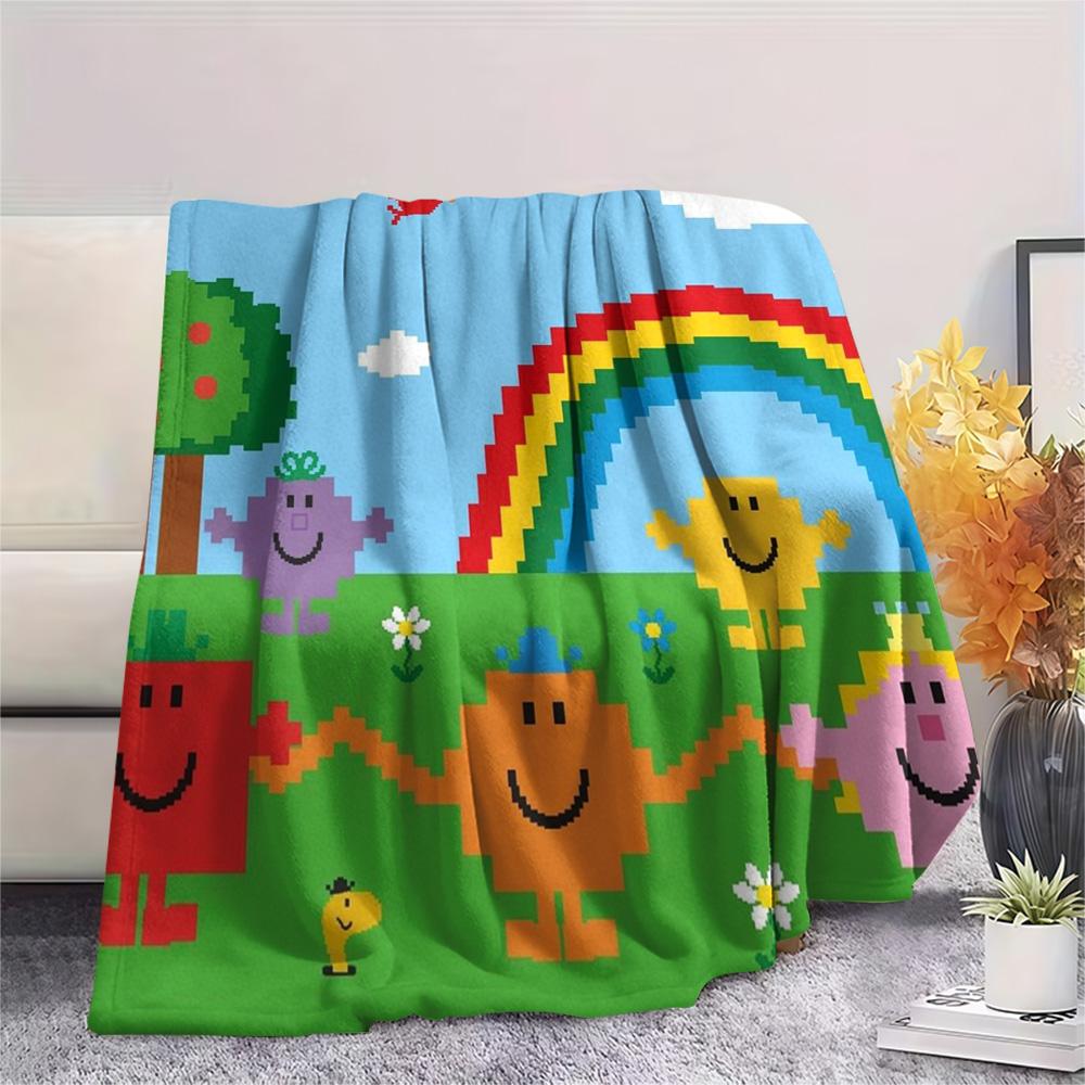 1PC Mr. Men Little Miss Patterned Flannel Blanket Suitable For All Seasons for Home Decor Warmth and Comfort Gifts Holiday Present