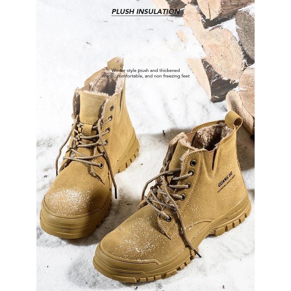 Work Safety Boots Men Autumn Winter Indestructible Anti-smash Anti-puncture Warm Work Shoes Protective Men Safety Shoes