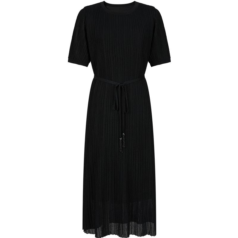 Annacol Women's Casual Knitted Pleated Dress