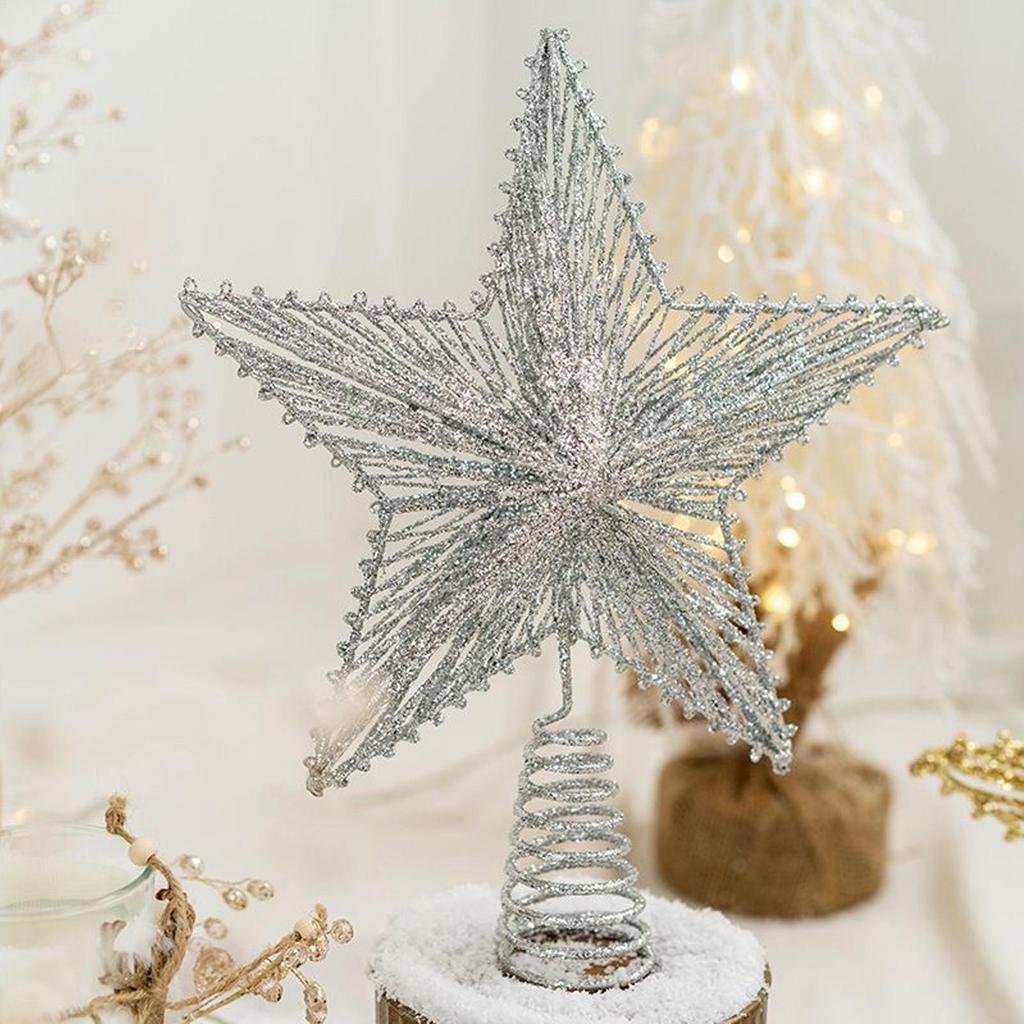 Star Christmas Tree Topper Glitter Ornaments Star Christmas Tree Decoration For Outdoor Indoor Vintage Home Farm