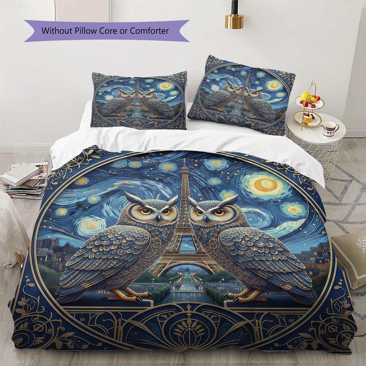 

StarryNightanimals Pattern Bedding Quilt Set Quilt Cover Pillowcase Home Decoration Birthday Gift (1 * duvet cover + 2 * pillowcase, without core) 135x200cm
