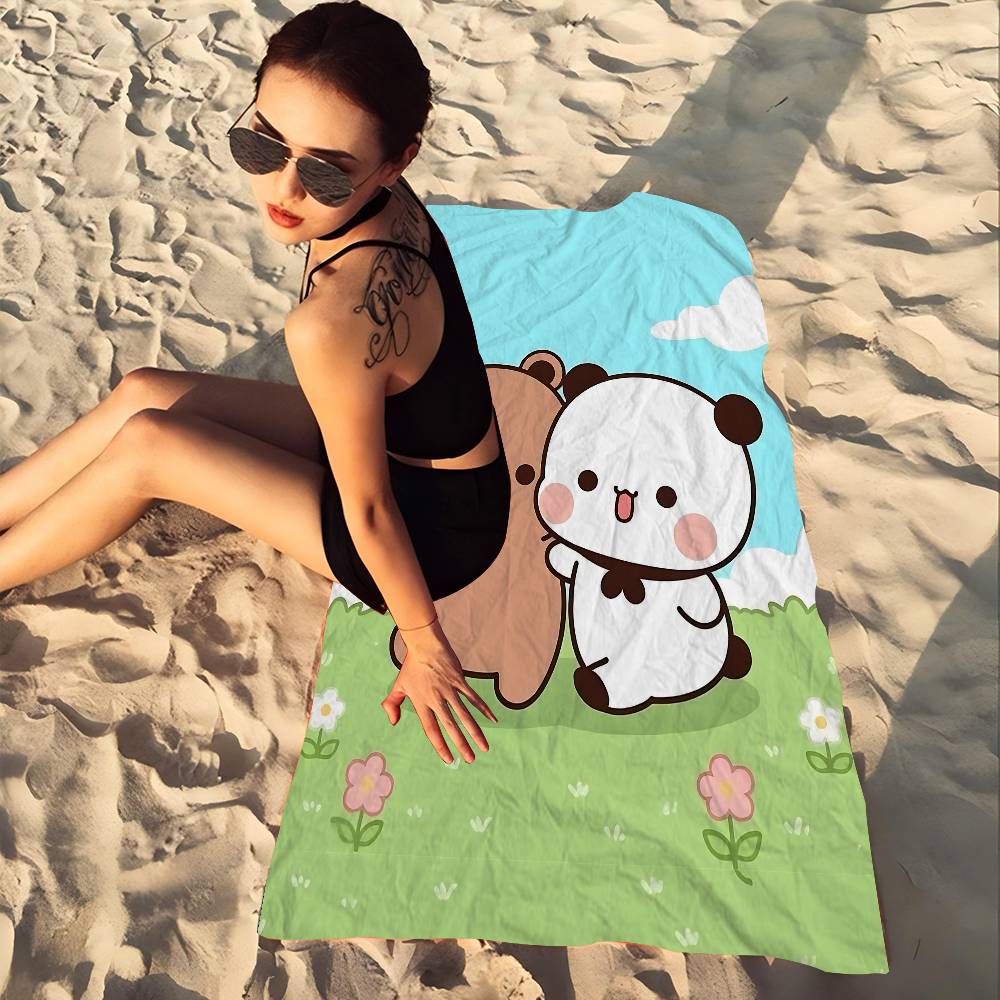 Anime Cute Dudu Bubu Anime Beach Swimming Towel Soft Absorbent Washcloth Children's Gifts For Kids Travel Camping Gym