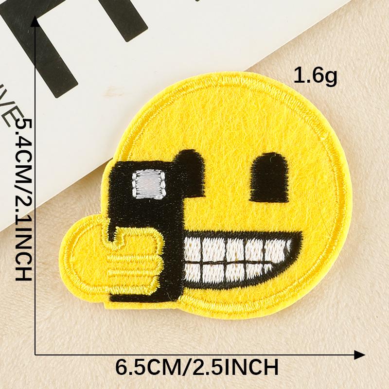 Patch Bordado de Rosto Sorridente de Desenho Animado para Chapéus, Bolsas e Roupas