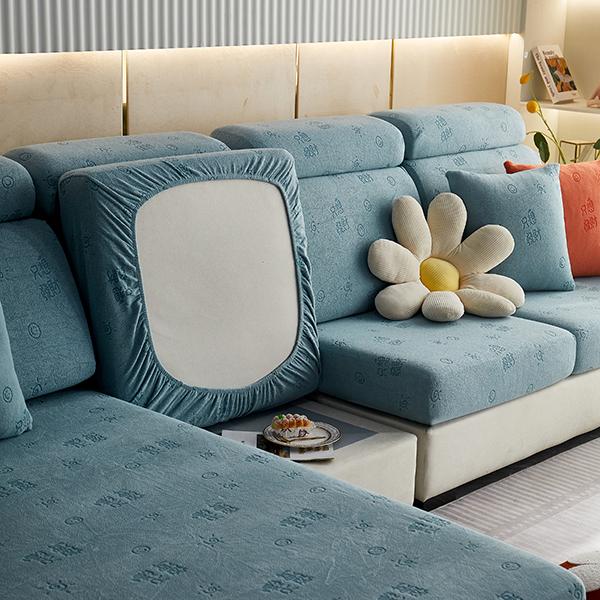 Sofa-Sitzkissenbezug, Jacquard-Stuhlbezug, dehnbar, waschbar, abnehmbarer Schonbezug, Polar-Fleece, Sofa-Möbelschutz