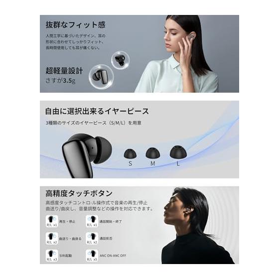 [2025 Upgraded Wireless Earphones] Earphones Bluetooth5.4 ANC Noise Canceling Bluetooth Earphones HiFi Sound Quality Up To 36 Hours of Playback
