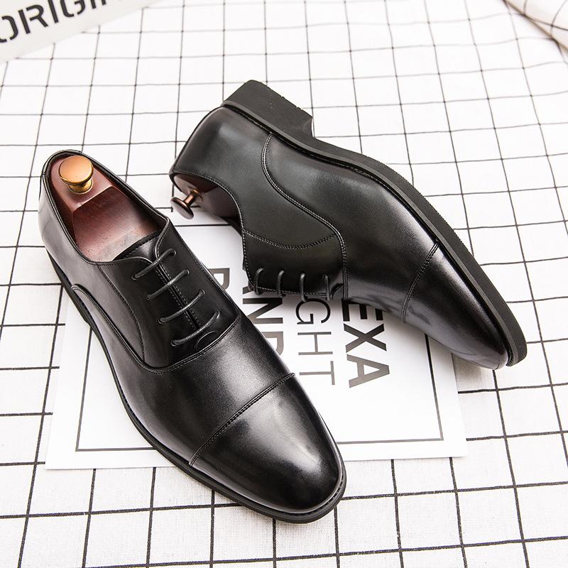 Three-head large-size shoes British pointed leather shoes raw business dress casual shoes studio size