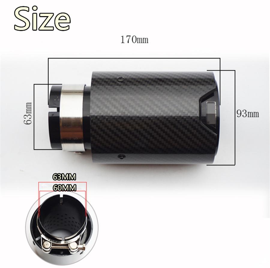 Pair All Full Glossy Black Universal Car 100% Real Carbon Fiber Exhaust End Tips for BMW 2.5'' In, 3.5'' Out With Logo