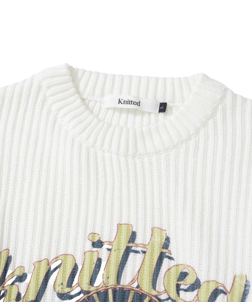 KNITTED Vintage Palm Tree Minimalist Round Knit Ivory