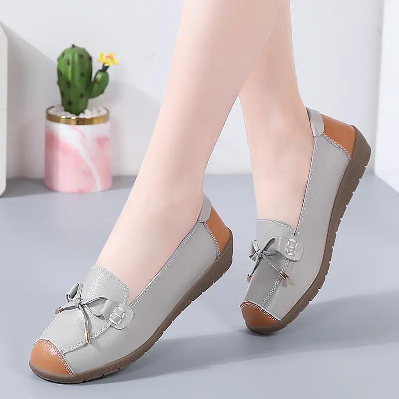 2025 New Woman Flats Shoes Ballet Flat Sneakers Leather Spring Soft Moccasins Ladies Boat Ballerina Espadrilles Creepers