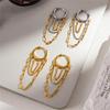 Minimalists Tassels Earrings with Chain Accent Stainless Steel Drop Designs for Everyday Elegant