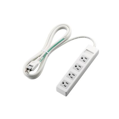 ELECOM Power Strip, 3-Pin, 4-Outlet, 2.5m, White, T-T1A-3425WH