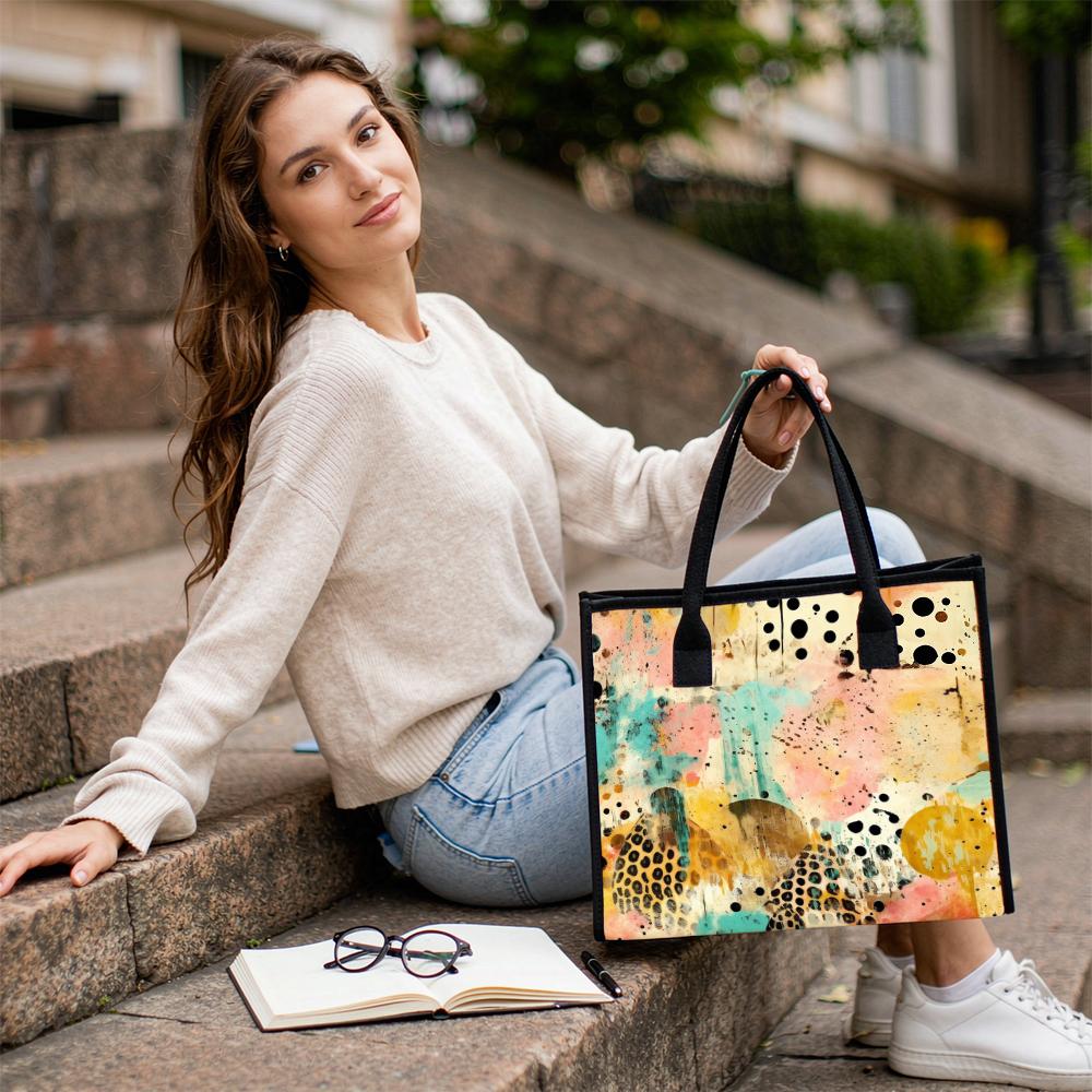 Abstract Art Tote Bag Stylish Large Capacity Casual Shopping Handbag for Daily Use