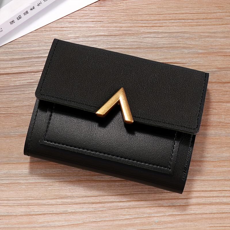 

Women s Compact Tri-Fold Wallet - Snap Closure, Slim Card Holder чёрный