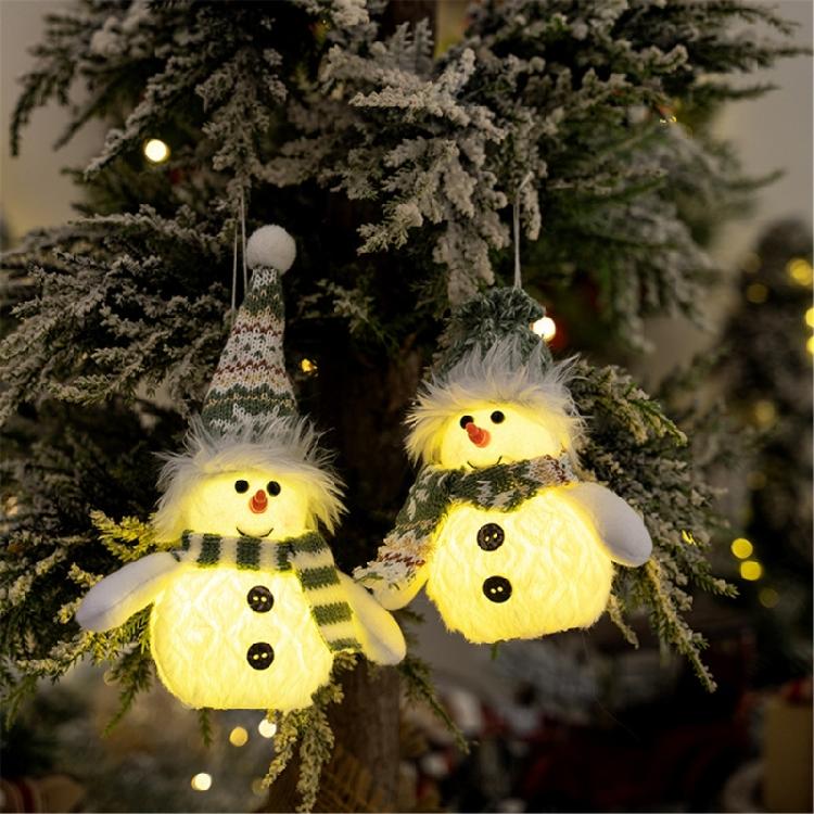 Set Of 2 Decorative LED Lamps Snowman Ornament with Colorful Accessories Elegant Christmas Ornamentation Supplies