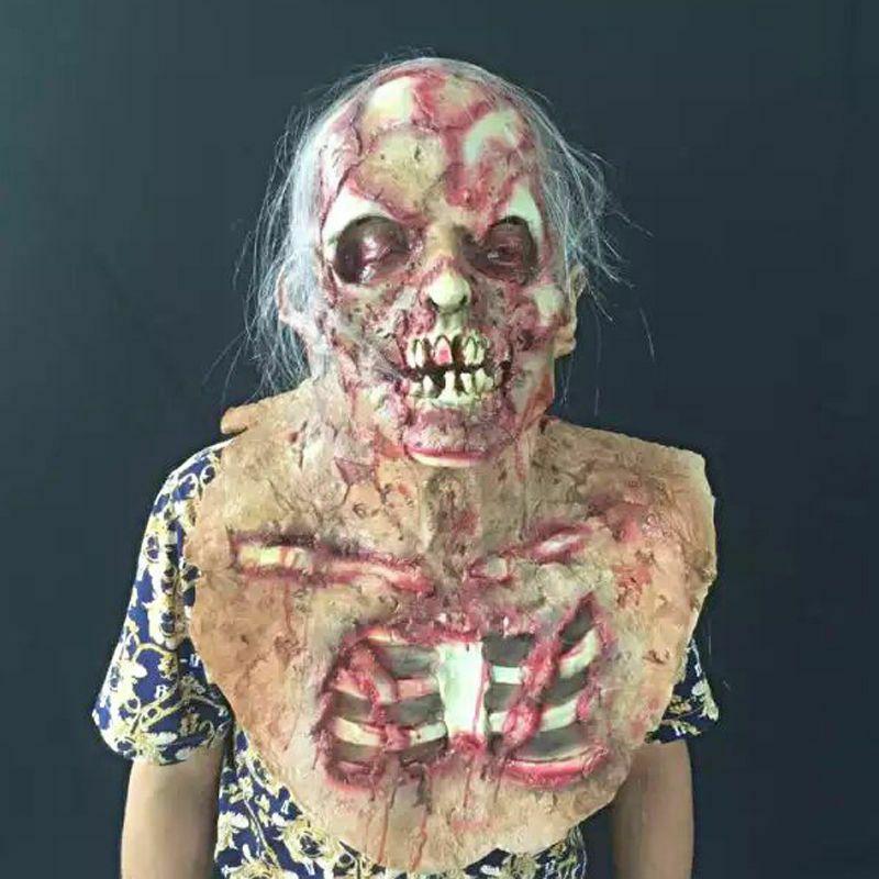 Bloederig en griezelig Halloween volwassen zombie masker voor een eng volledig gezichtseffect