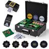 Goplus Poker 300 with Aluminum Card Card and Includes Poker Chip Casino Casino Casino Game Set, Numbered, 14g, Chips, Case, Shoe, Shuffler, Mat.
