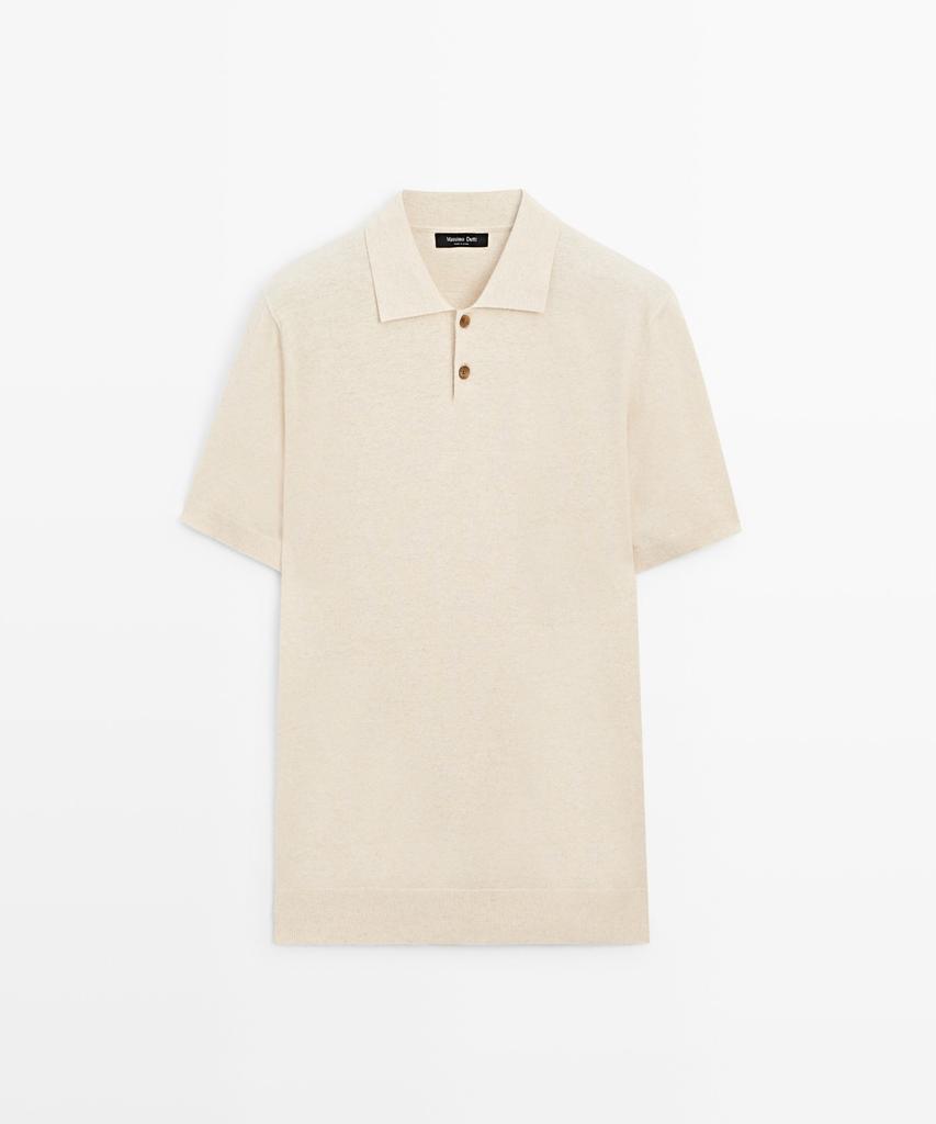 Masimodutti Cotton Linen Button Polo Shirt
