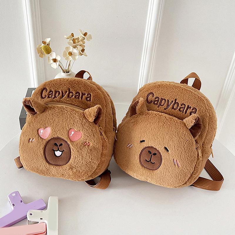 Capybara Doll Plush Backpacks Portable Cartoon Animals Cute Capybara Backpack Plush Women Bag Gift For Girls Kids