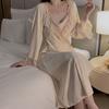 Sleeping Autumn Swing Collar Slit Satin Pajamas New Velvet Lace Sexy Women's Pajamas