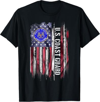 Vintage USA American Flag Proud US Coast Guard Veteran Funny T-Shirt Unisex T-Shirt