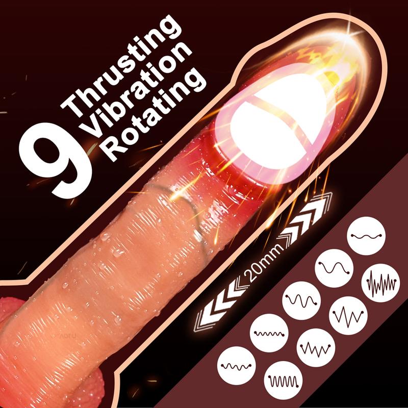 Realistic Dildo Telescopic Vibrator Big Penis Female Stimulator Anal Plug for Women with Heating Thrusting Adult Sex Toys
