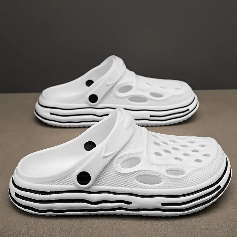 Fashion Platform Male Slipper Hole Sabot Slides Soft Beach Casual 2025 Style Fun Adult High Quality Fashion Designer Luxury Men's Shoe