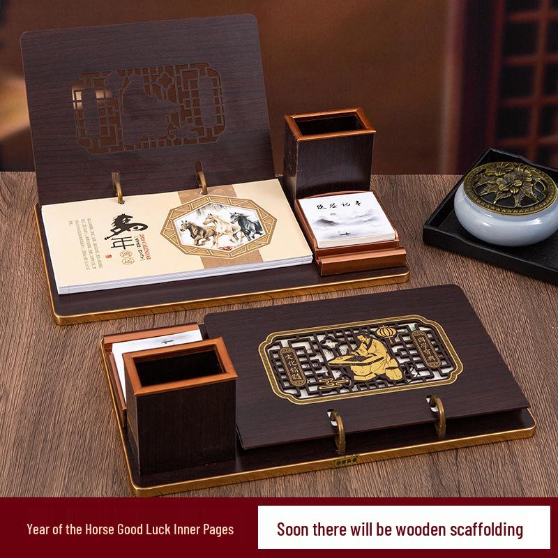 2026 Chinese Wooden Weekly Desk Calendar: Year of the Horse Creative Ornament Gift Set