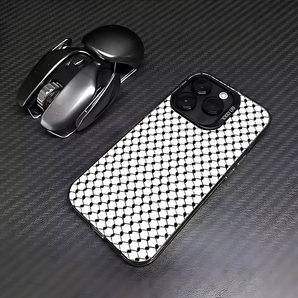 P-Palestine-S Hattah Keffiyeh Phone Case For iPhone17,16,15,14,13,12,11 Plus,Pro Max Colored Silver Plated Inside Cover