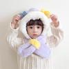 Windproof Winter Baby Hat Scarf Plush Infant Beanies Cap Cute Kids Hat Hooded Scarf