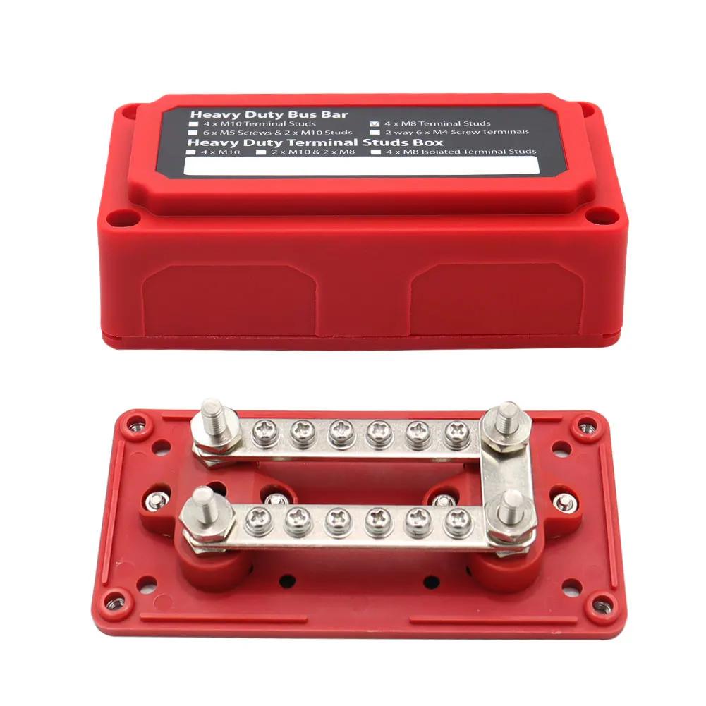 300A 48V DC Busbar Box 4/12 Terminal M10/M6 Studs Bus Bar Power Distribution Block Bus Bar for Car RV Truck Marine Boat Vehicles