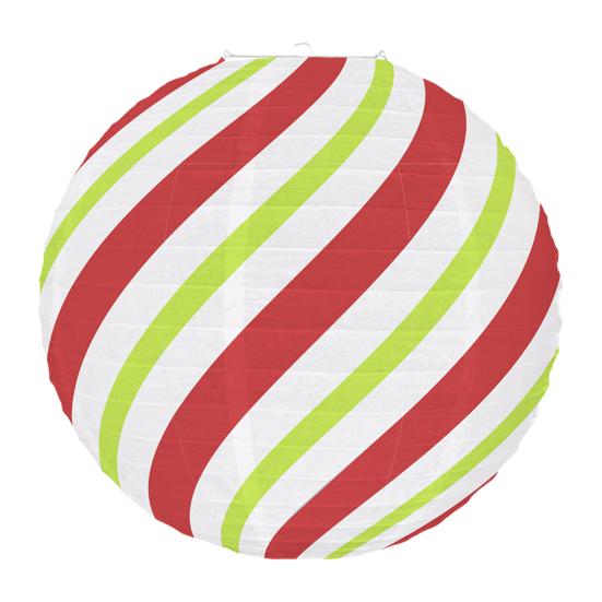 Red And Green Paper Lantern 12 Inches Christmas Hanging Round Lantern for Indoor Outdoor Holiday Ceiling Decor