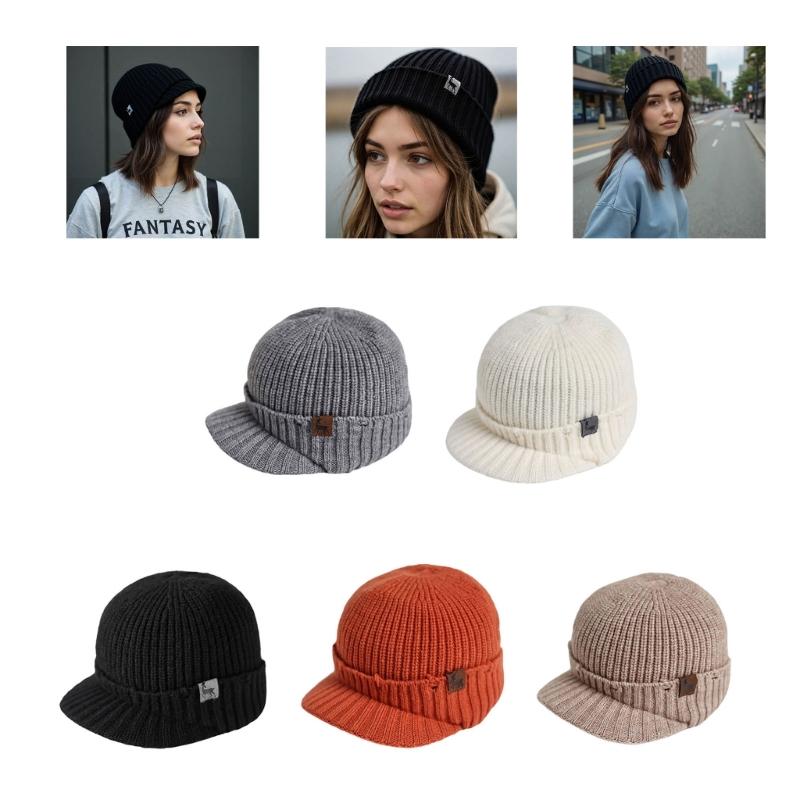 Ribbed Knit Equestrian Cap Fleece Lining Unisex Style Perfect For Daily Commute And Sports